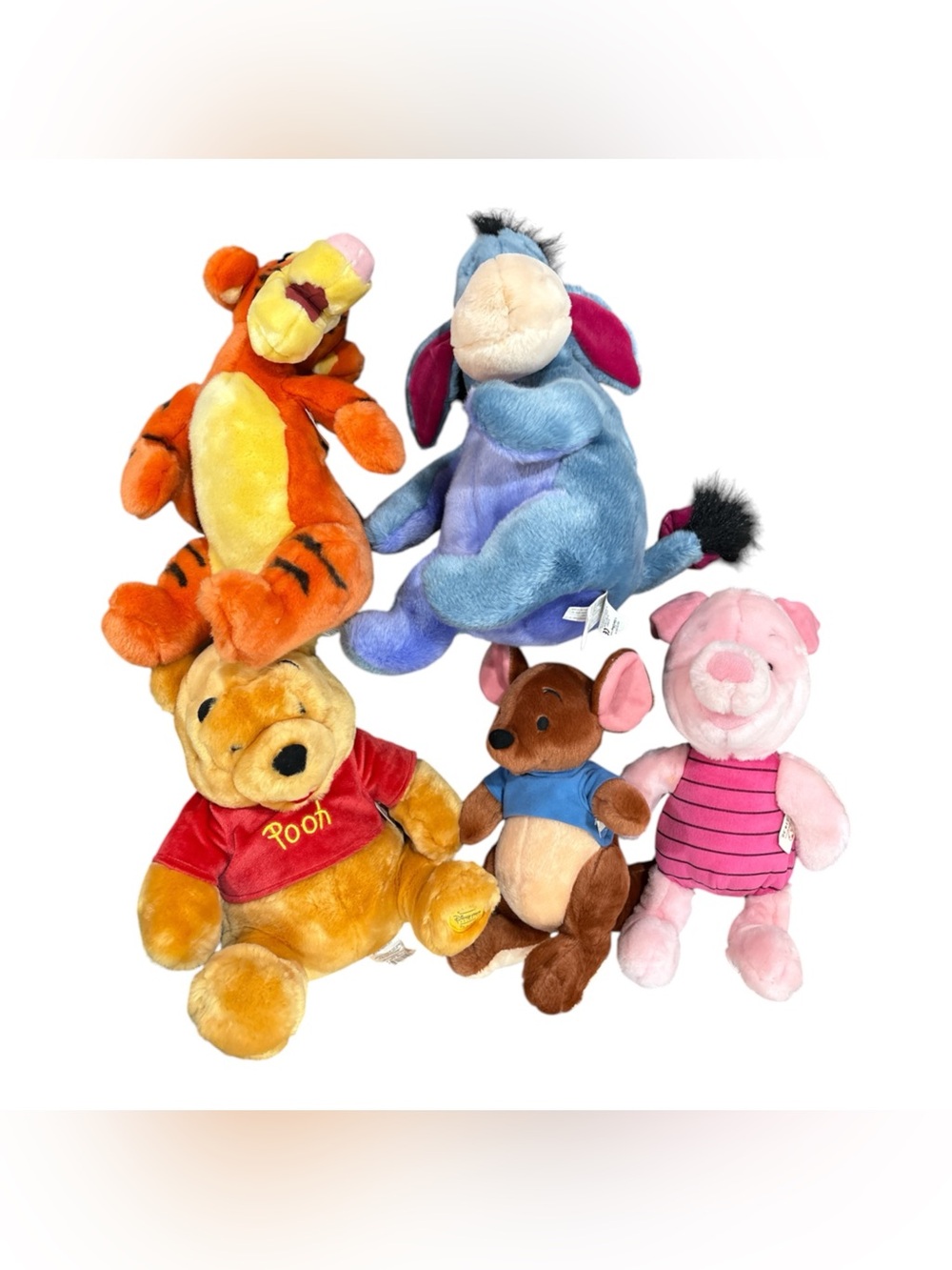 Vintage Disney Store Exclusive Winnie the Pooh Plush Stuffed Animal Lot of 5